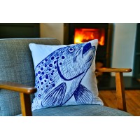 Beautifully Handcrafted in Cornwall Trevor the Trout Cushion